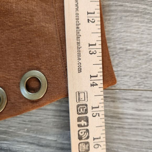 Mini Skirt Sz M Brown Faux Suede A-Line Eyelet Detail Preppy Casual Eye Catching - Picture 4 of 8